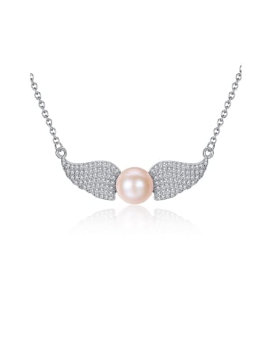 925 Sterling Silver Cubic Zirconia delicate Wing Necklace