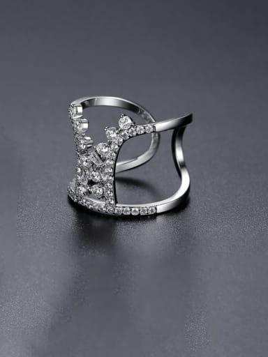 R22091801 Rh Brass Cubic Zirconia Geometric Luxury Stackable Ring