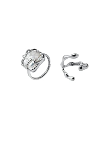 925 Sterling Silver Shell Irregular Minimalist Band Ring