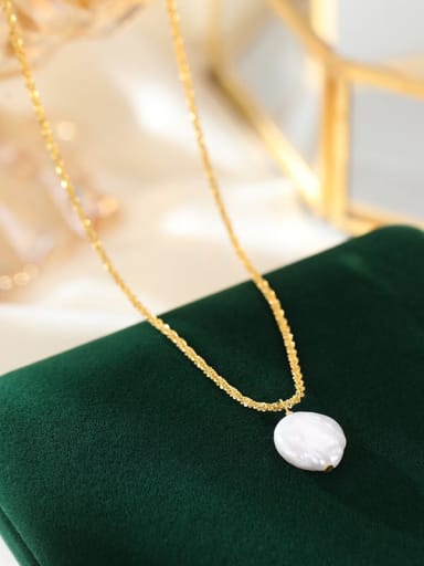 NS1096 ? Gold ? 925 Sterling Silver Freshwater Pearl Geometric Minimalist Necklace