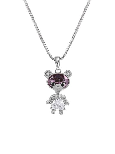 Alloy Crystal Bear Cute Necklace