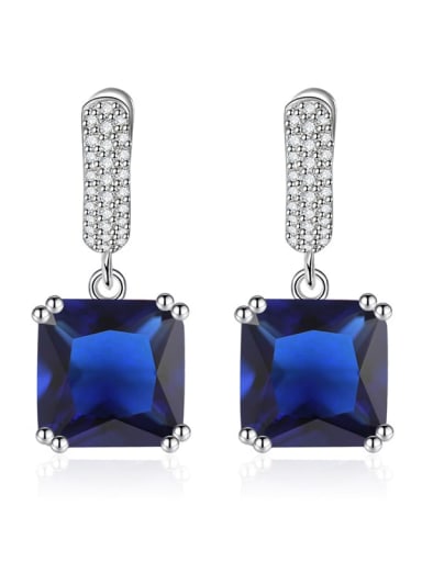 royal blue Brass Cubic Zirconia Geometric Luxury Cluster Earring