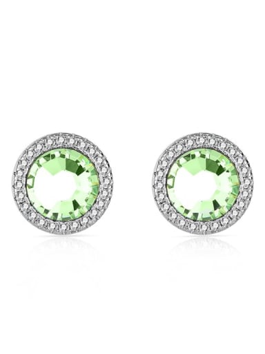 JYEH 001 (light green) 925 Sterling Silver Austrian Crystal Geometric Classic Stud Earring
