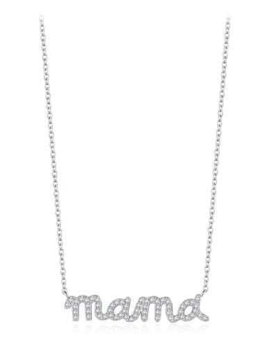 silvery 925 Sterling Silver Cubic Zirconia Letter Dainty Necklace