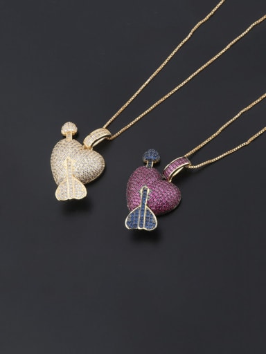 Copper Cubic Zirconia Heart Dainty Pendant Necklace