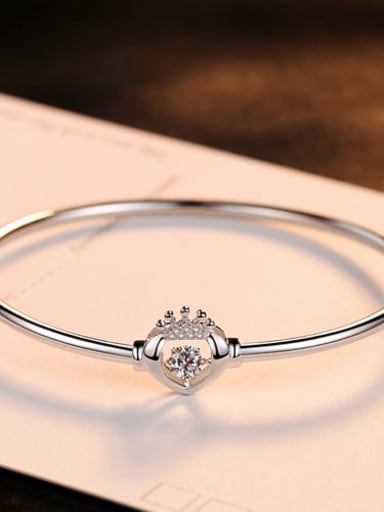 925 Sterling Silver Cubic Zirconia Simple fashion crown heart Bracelet