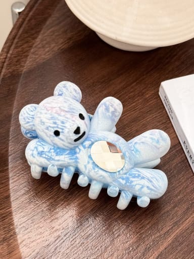 Blue 11cm Trend Bear Alloy Resin Multi Color Jaw Hair Claw