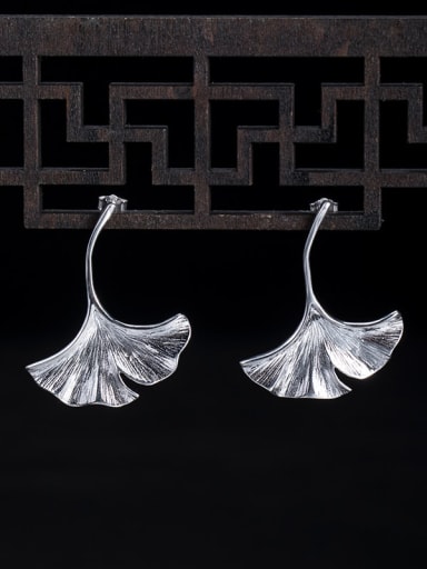 925 Sterling Silver Leaf Vintage Earring