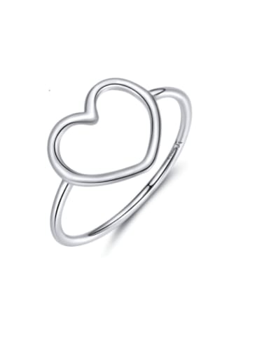 silvery 925 Sterling Silver Heart Minimalist Band Ring