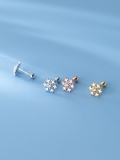925 Sterling Silver Rhinestone Flower Minimalist Stud Earring