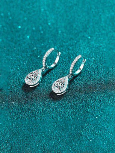 925 Sterling Silver Moissanite Water Drop Dainty Cluster Earring