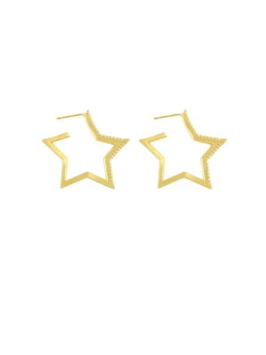 five-pointed star Brass Hollow Star Heart Minimalist Huggie Earring