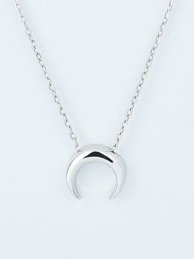 Platinum 925 Sterling Silver  Smooth Moon Minimalist Necklace