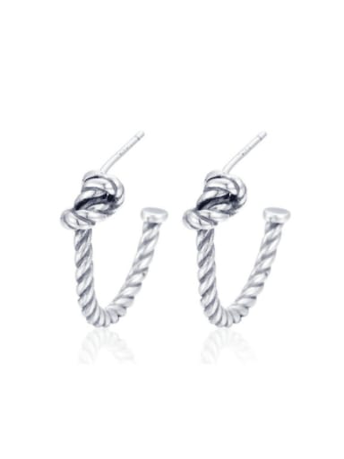 925 Sterling Silver Twist knot Vintage Stud Earring