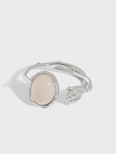 925 Sterling Silver Agate Irregular Vintage Band Ring