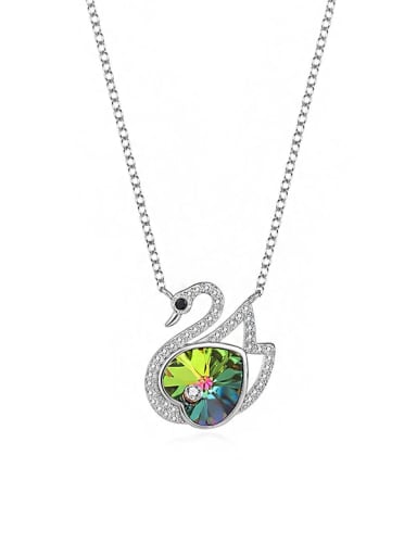 JYXZ 043 (gradient green) 925 Sterling Silver Austrian Crystal Swan Classic Necklace
