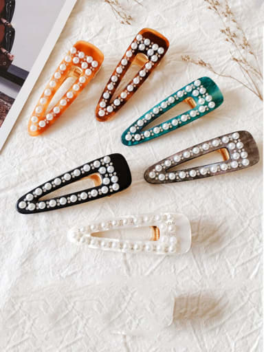 Cellulose Acetate Alloy Ethnic Water Drop  Imitation Pearl Hair Barrette