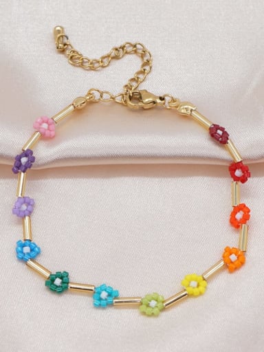MI B200573A Bohemia Flower Miyuki Millet Bead Multi Color Bracelet and Necklace Set