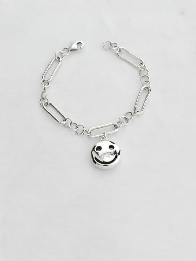 Vintage Sterling Silver With Simple Retro Hollow Chain Smiley Bracelets