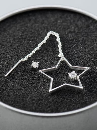 925 Sterling Silver Rhinestone Tassel Minimalist  Geometric star asymmetric Drop Earring