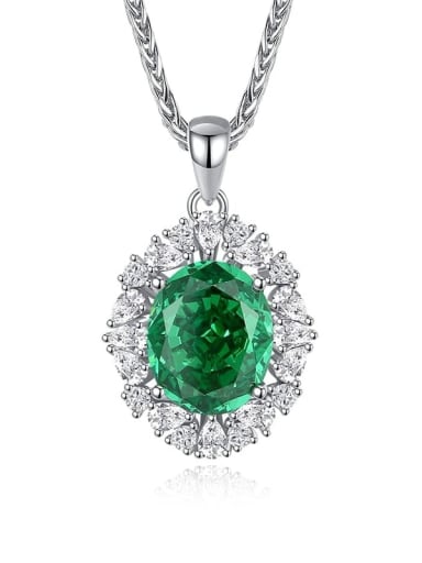 FDDZ 025 Emerald 925 Sterling Silver High Carbon Diamond Geometric Luxury Necklace