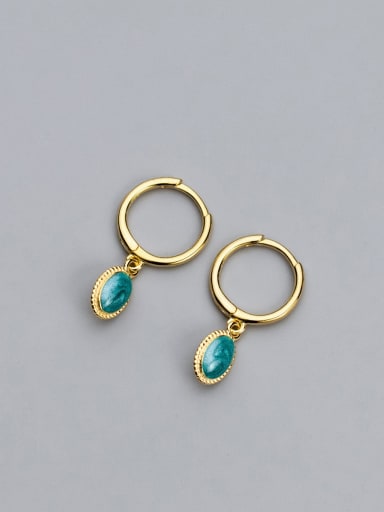 Gold 925 Sterling Silver Turquoise Geometric Minimalist Huggie Earring