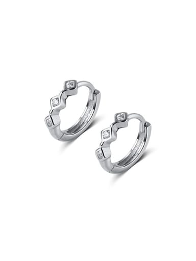 sliver 925 Sterling Silver Cubic Zirconia Geometric Minimalist Huggie Earring
