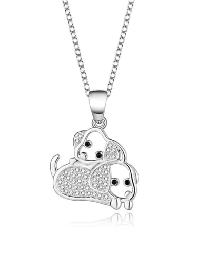 925 Sterling Silver Cubic Zirconia Dog Cute Necklace