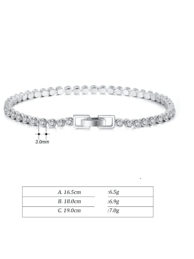 Length 16.5cm 6.5g 925 Sterling Silver Cubic Zirconia Geometric Minimalist Beaded Bracelet
