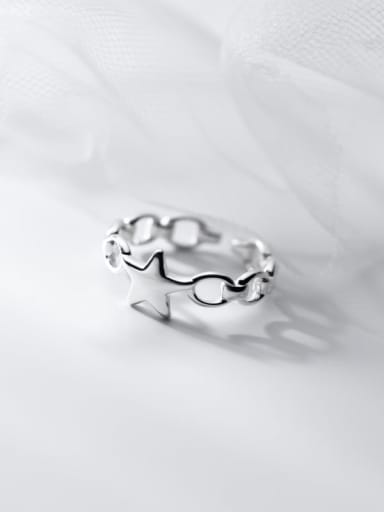 925 Sterling Silver Star Minimalist Hollow Chain Band Ring