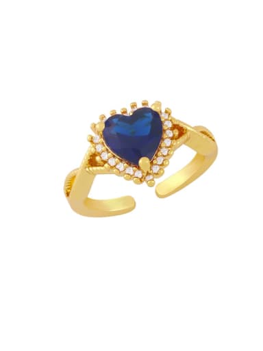 blue Brass Cubic Zirconia Heart Artisan Band Ring