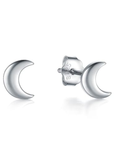 RHE592S 925 Sterling Silver Smotth Geometric Minimalist Stud Earring