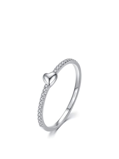 silver 925 Sterling Silver Smotth Heart Minimalist Band Ring