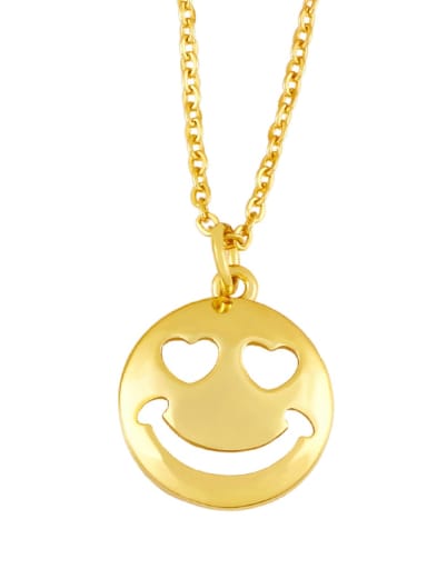 C Brass Minimalist Hollow Smiley Pendant Necklace