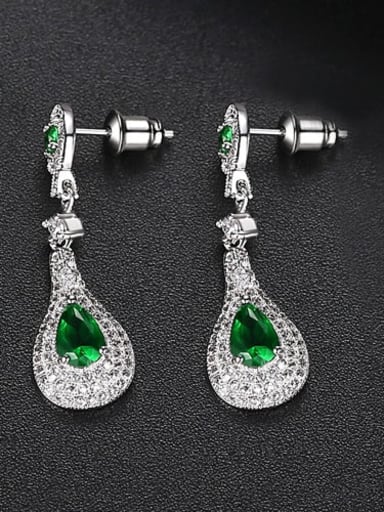 Emerald t02b08 Copper Cubic Zirconia Geometric Dainty Drop Earring