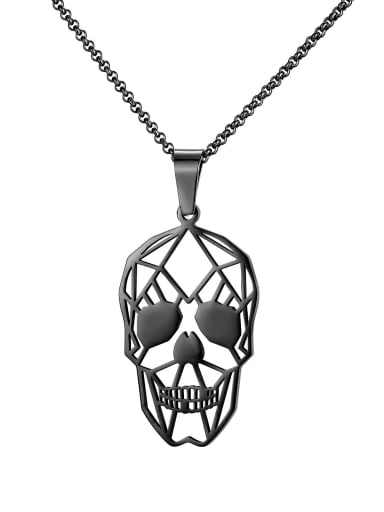 Titanium Steel Hollow Skull Hip Hop Necklace