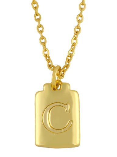 C Brass Geometric Letter Minimalist Necklace