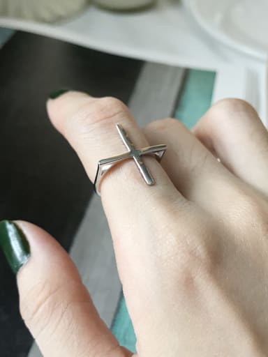 925 Sterling Silver cross free size Ring