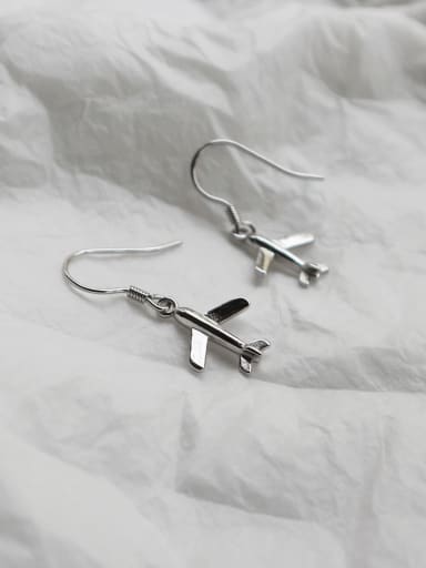 925 Sterling Silver Irregular Minimalist Small Aircraft  Hook Earring