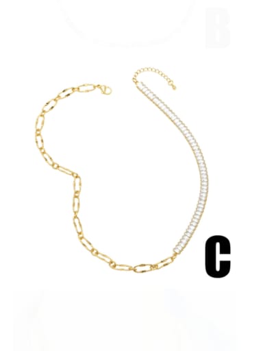 C Brass Cubic Zirconia Geometric Vintage Necklace