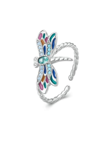 custom 925 Sterling Silver Cubic Zirconia Dragonfly Dainty Band Ring