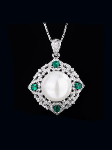 Green +white pendant Brass Cubic Zirconia Luxury Square Earring Ring and Necklace Set