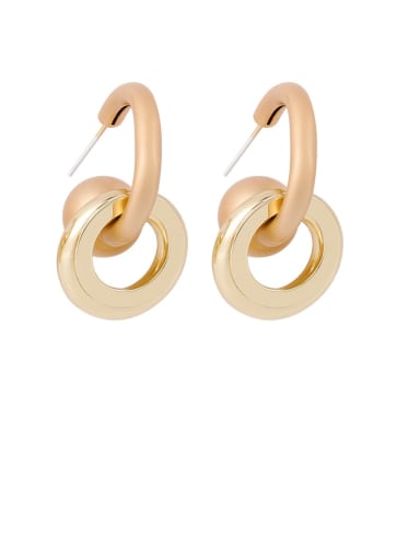 Brass Round Minimalist Drop Earring