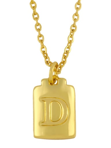 D Brass Geometric Letter Minimalist Necklace