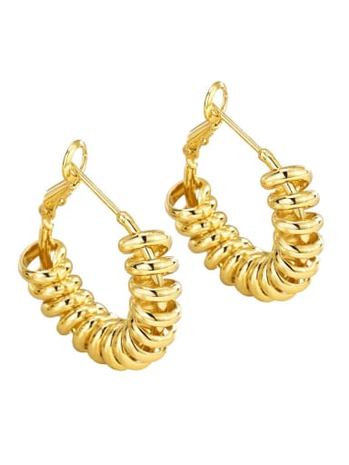 Brass Twist Geometric Trend Huggie Earring