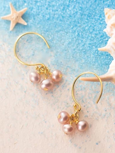 925 sterling silver round imitation pearl  minimalist hook earring