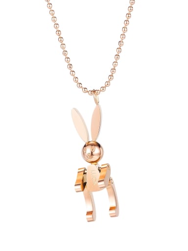 Titanium Irregular Minimalist rabbit pendant Necklace