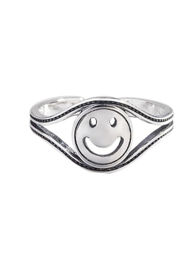 925 Sterling Silver Hollow Smiley Vintage Band Ring