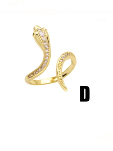 D Brass Enamel Cubic Zirconia Snake Vintage Band Ring