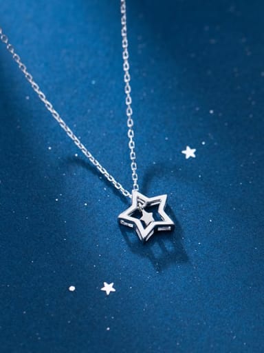 925 Sterling Silver Rhinestone Star Minimalist Necklace